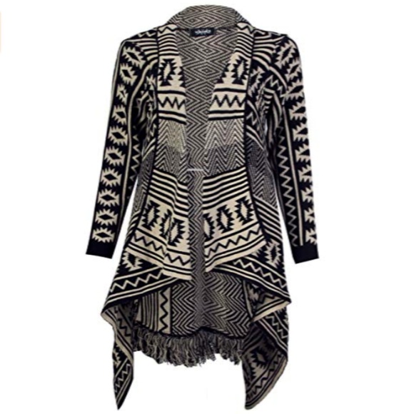 C.C. Boutique Sweaters - Just In! Aztec Print Fringed Duster Cardigan